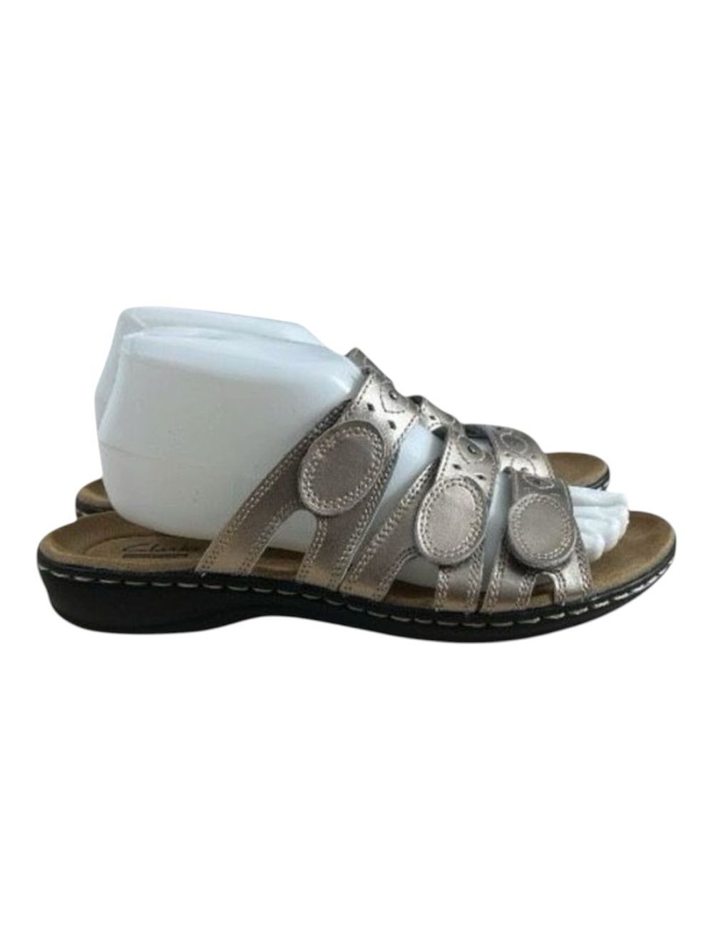 Clarks Women Leisa Cacti Q Metallic Bronze Comfort Sandals Leather Slides 8W